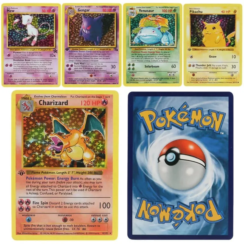 151Pcs/box 1996 1st Edition card Pokémon Rare Charizard Pikachu Mewtwo Blastoise Collecting card toys Αγγλική έκδοση