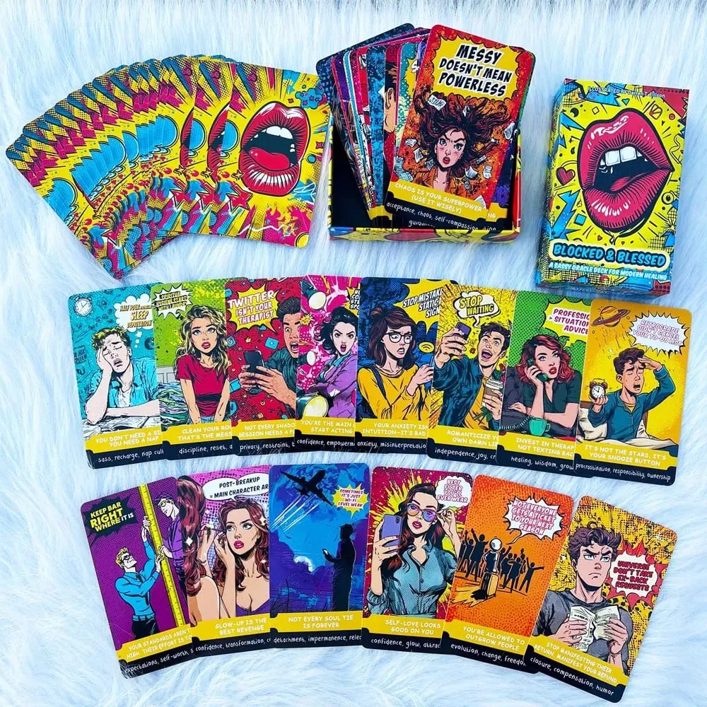 54 Card Deck 13x8cm Size BLOCKED & BLESSED ，A SASSY ORACLE DECK FOR Modern Healing Cards Set Card Games