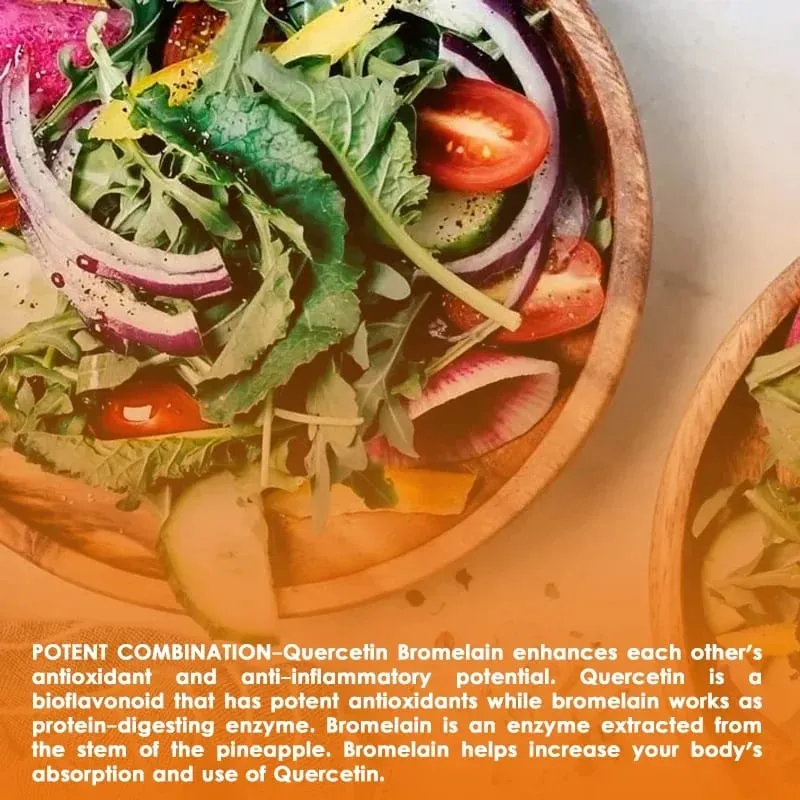 Quercetin Bromelain תמיכה חיסונית לבריאות מפרקים ובריאות דרכי הנשימה קפסולות טבעוניות ללא GMO