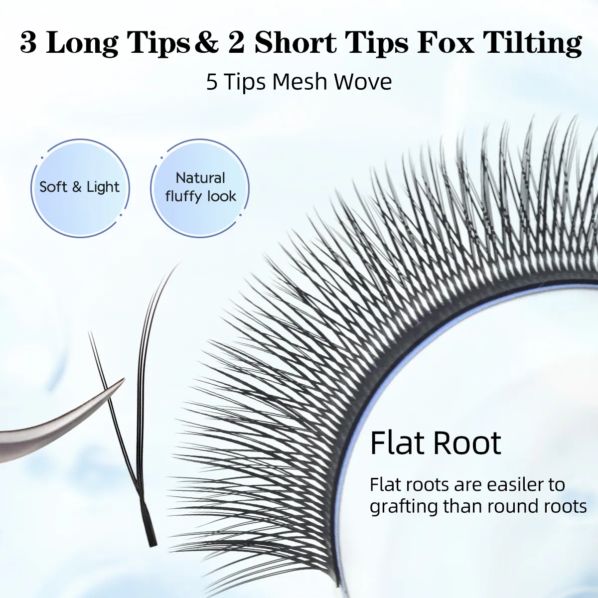 Lashonly Fox YY Faux Mink Eyelash Extensions 16 Lines Μαλακό φυσικό Premium Επίπεδο Διχτυωτό Διχτυωτό Βλεφαρίδες Cross Flying YY Lashes for Fox Eye