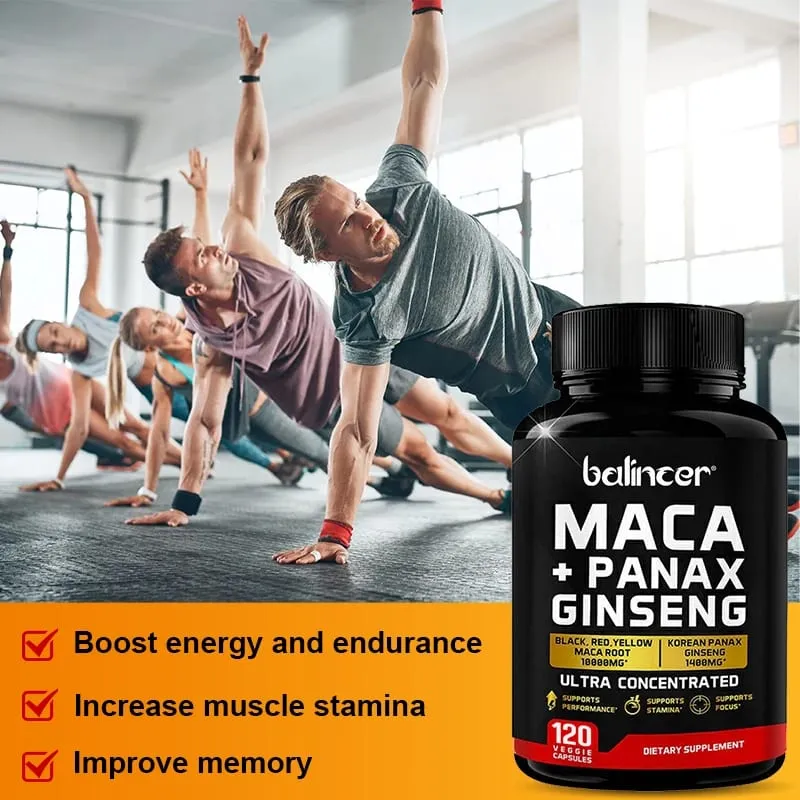 Κάψουλες Maca & Ginseng 10000mg (Κίτρινο+Κόκκινο+Μαύρο) Εκχύλισμα Δύναμη Αντοχή Μυϊκή Μάζα Ενέργεια & Μυϊκή Υποστήριξη — image 4