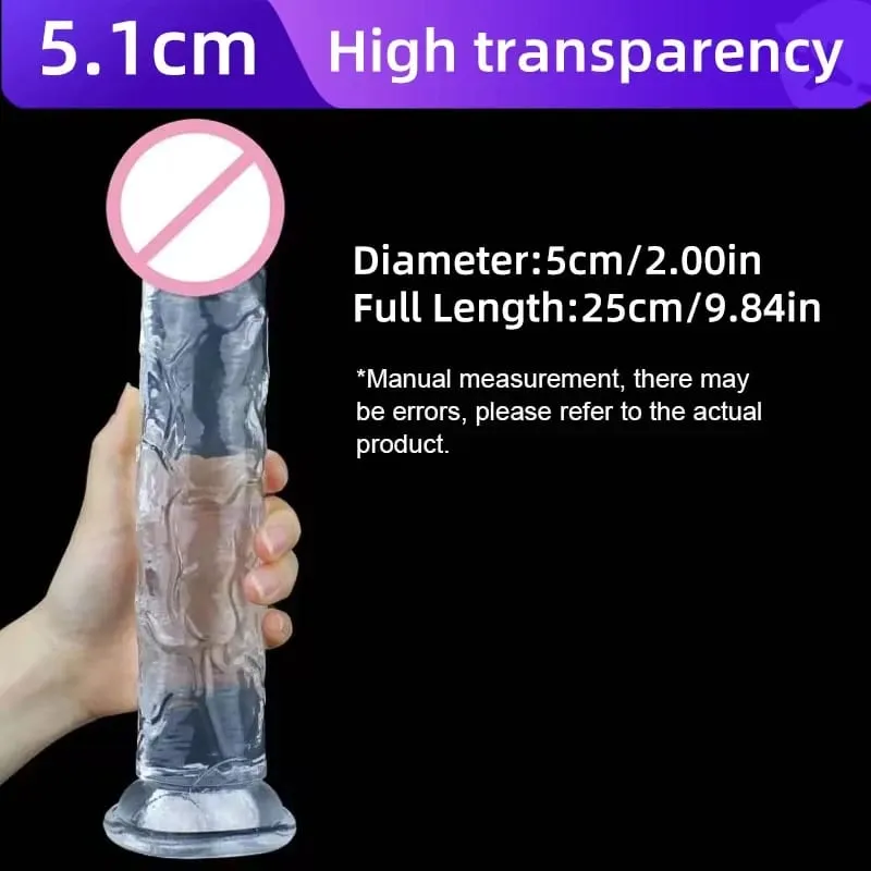 Transparent Soft Jelly Dildo Realistic Fake Dick Penis Suction Cup Dildo Realistic Sex Toys For Lesbian Women Female Masturbator — image 8