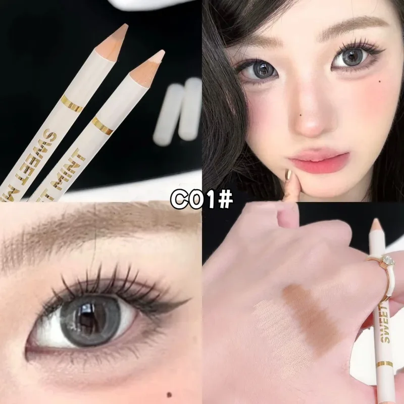 Kétvégű selyemhernyó szemceruza árnyékoló toll 2 az 1-ben Nude Pink Brightening Highlighter Sminkceruza Tartós Vízálló Szemsmink