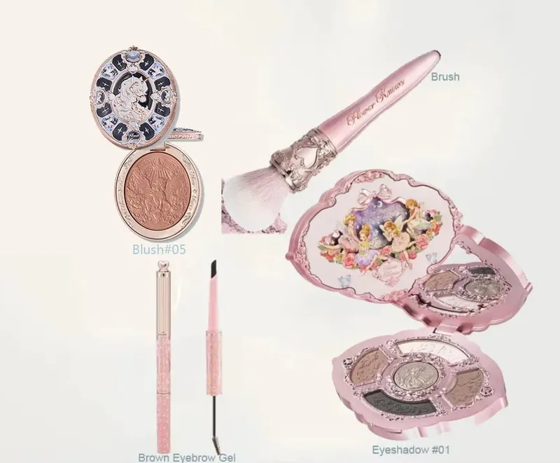 Flower Knows Makeup Full Set Moonlit Mermaid Eye Shadow Palette Matte Blush and Lipgloss Flowerknows Kit Τσάντα μακιγιάζ για γυναίκες