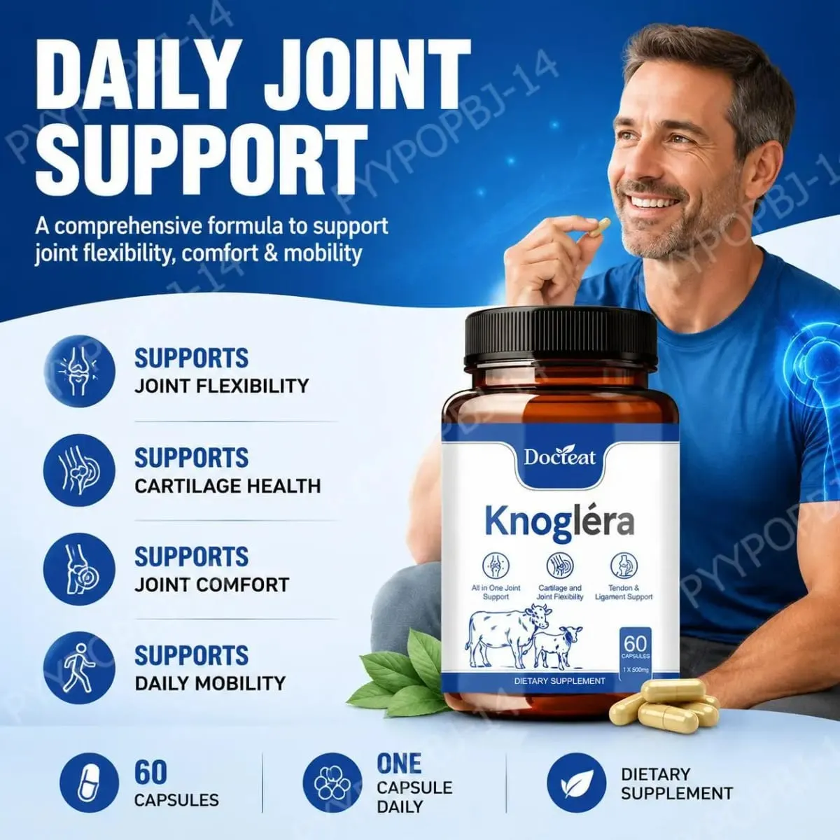 Docteat Knoglera MSM Joint Support Capsules Joint Comfort Cartilage Health and Joint Flexibility for Daily Mobility 60 Κάψουλες