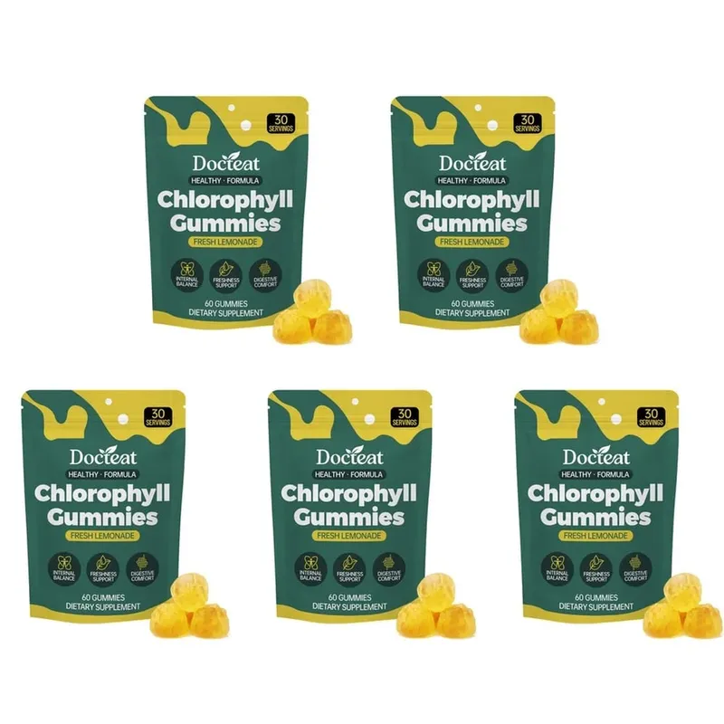 Docteat Chlorophyll Gummies Lemonade Gut Nutrition Balance με πρεβιοτική ινουλίνη και ίνες μήλου Digestive Wellness 60 Gummies — image 11