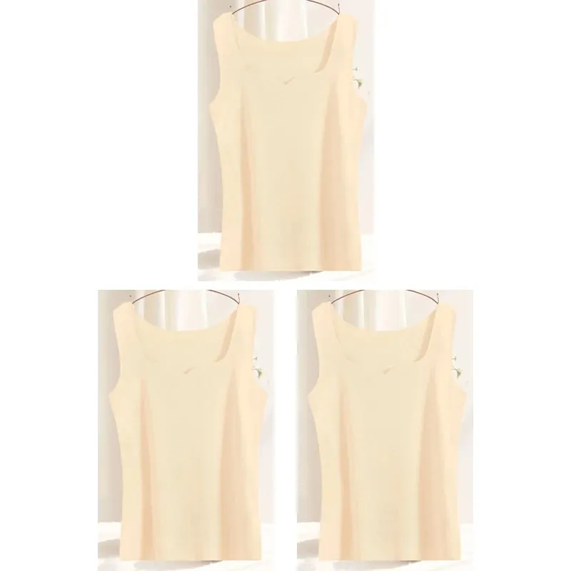 3db Női Thermal Felső Lány Nyommentes Egyszínű Mellény Alapréteg Meleg Tankfelső Őszi Téli Női Szexi Vékony Camisole — image 11