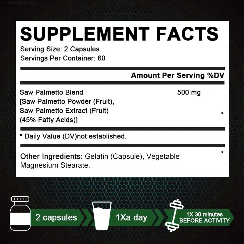 Alxfresh Prostate Health Supplement Natural Saw Palmetto Extract Supports Prostate and Hair Growth Capsules for Men and Women