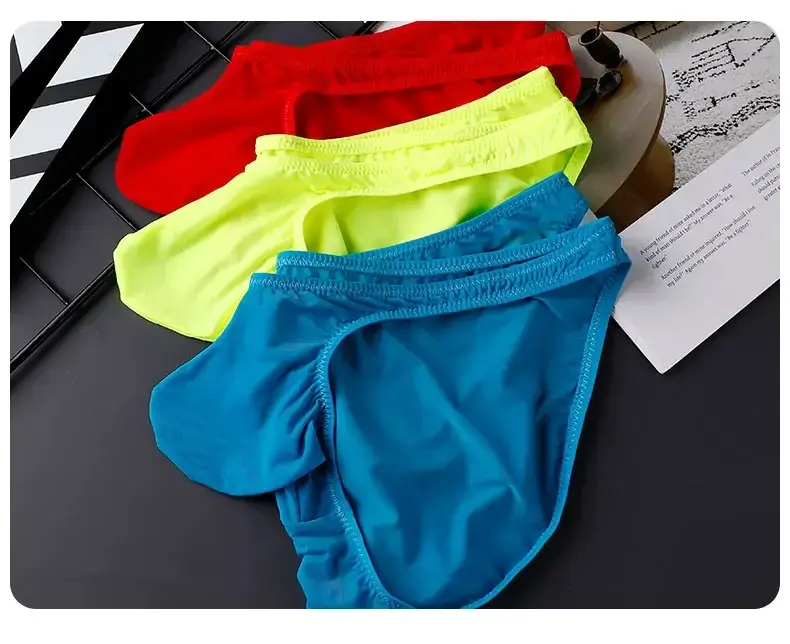 Men's Ice Silk Briefs Sexy Low-Rise U-Pouch Underwear Summer Ultra-Thin Breathable Smooth Panties Quick-Dry Cool Swimming Briefs — image 16