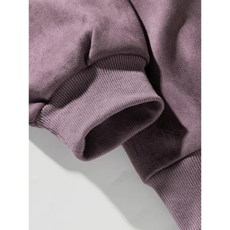 Brand Purple Sweatshirt Mans Suede O Neck Autumn Winter Baggy Men Sweatshirts Casual Long Sleeve 2026 Bagong Panlalaking Tops