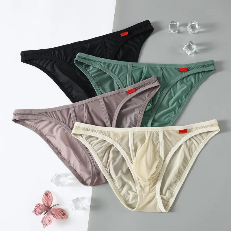 Ultra Thin Men's Underwear Large Pockets Triangular Underpants Transparent Lightweight Briefs
