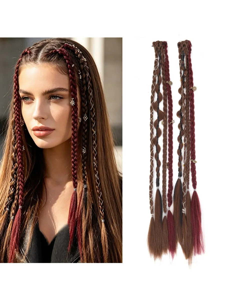 Ombre Synthetic Boho-style Μικρές στριφτές πλεκτές κοτσίδες για γυναικείες πλεξούδες περούκα BB Clip-on Spicy Girl Brown Boxing braids — image 8