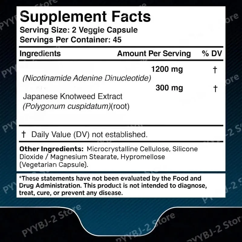 NAD+ Capsules with Resveratrol Herbal Antioxidant Supplement Support Cellular Health Energy & Anti Aging for Women Men 90pieces — image 3