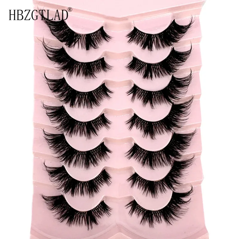 7/8PairsCat Eye Eyelashes manga Lashes 3D Clear Band Lashes naturalHalf Lashes End Eye Eyelonged Mink Eyelashes Αφράτες βλεφαρίδες — image 8