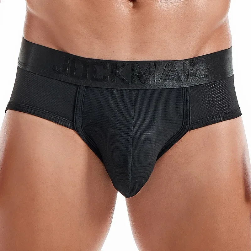 Jockmail Mens Underwear Briefs Mesh Breathable Sports Fitness Shorts Solid Color Sexy Low-rise Lingeries for Extreme Panties — image 19