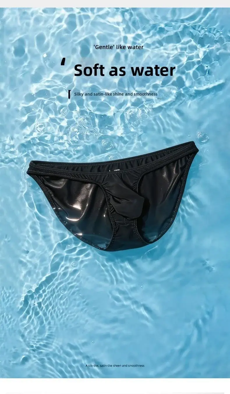 Men's Ice Silk Briefs Sexy Low-Rise U-Pouch Underwear Summer Ultra-Thin Breathable Smooth Panties Quick-Dry Cool Swimming Briefs — image 4