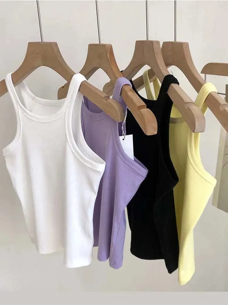 2024 Women Tank Tops Sexy Cropped Top Female Women Summer Camisole Camis Black White Sport Clothes For Women — image 4