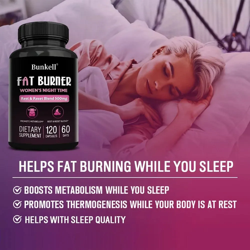 Night Fat Burning Capsules - Enhance Immune System Promote Metabolism Healthy Weight Management 120 Capsules — image 5