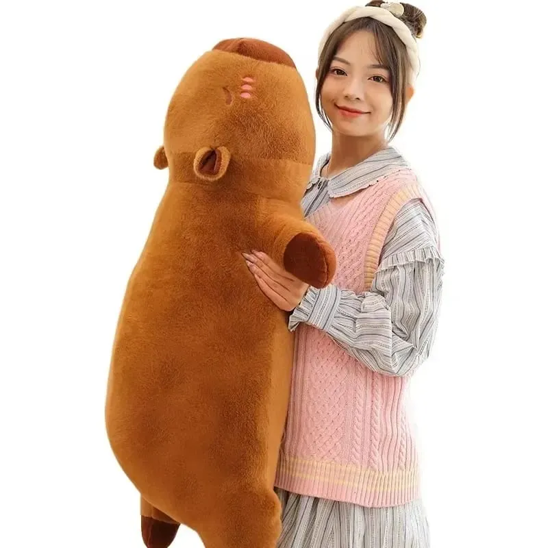Kawaii Capybara צעצוע קטיפה ממולא Capibara פלאפי בובת ארוכה שינה רכה כרית ספה כרית תנומה צעצועי שינה לחג בית הספר