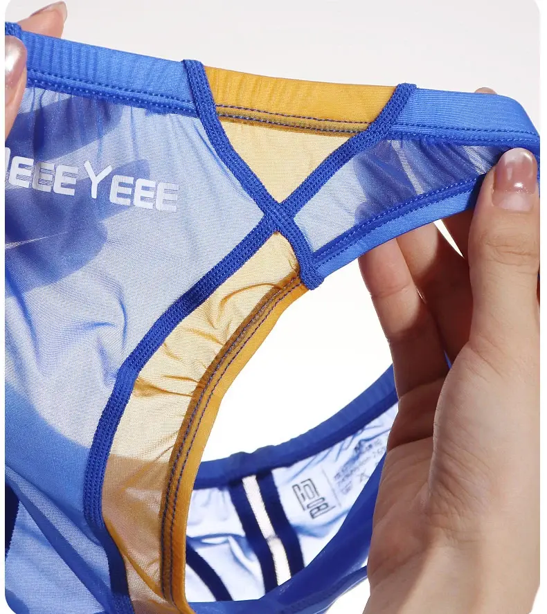 Ultra-thin Breathable Japanese-Style Transparent Sexy Men's Underwear Triangle Briefs With Smooth Ice Silk And Low Waistline