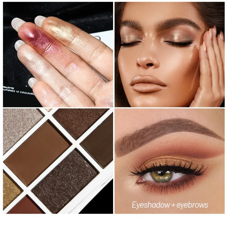 Δώδεκα Χρώμα τσιμεντένια πλάκα Eye Shadow Matte Powder Shimmer Glitter Natural Nude Earth Color Pearlescent Matte Delicate Parity — image 3