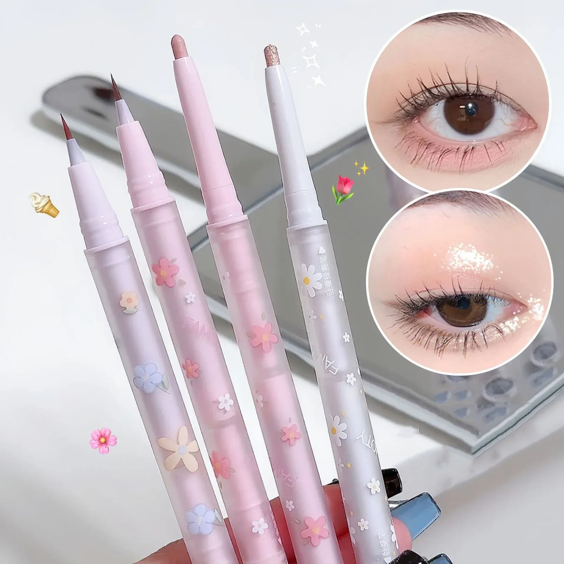 Double Head Aegyo Sal Eyeliner Liquid Pababa Sa Shadow Pencil Eye Highlighting Eyeshadow Stick Natural Big Eye Makeup Gel Pen
