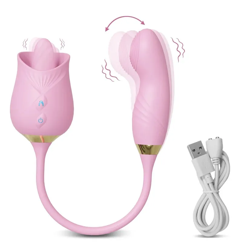 Rose-Sucking Thrusting Dildo Vibrator for Women Nipple Clit Stimulator Vibrating Egg Tongue Licking Clitoris Sucker Sex Toys