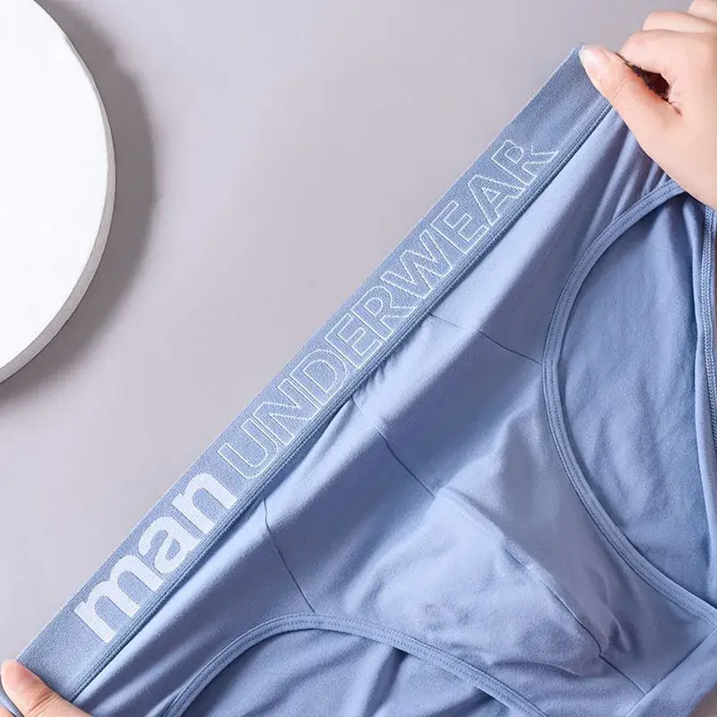 2 Pcs/Lot Fashion Letter Waist Men's Brief Underwear Soft Breathable Mid Rise Comfort Male Underpants Multi Colors — image 4
