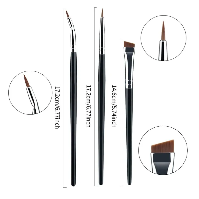 3Pcs Combination Detail Brushes Ultra-thin Lip Line Eye Line Brush Concealer Brush Eye Brow Contour Lower Eyelid Makeup Brushes — image 5