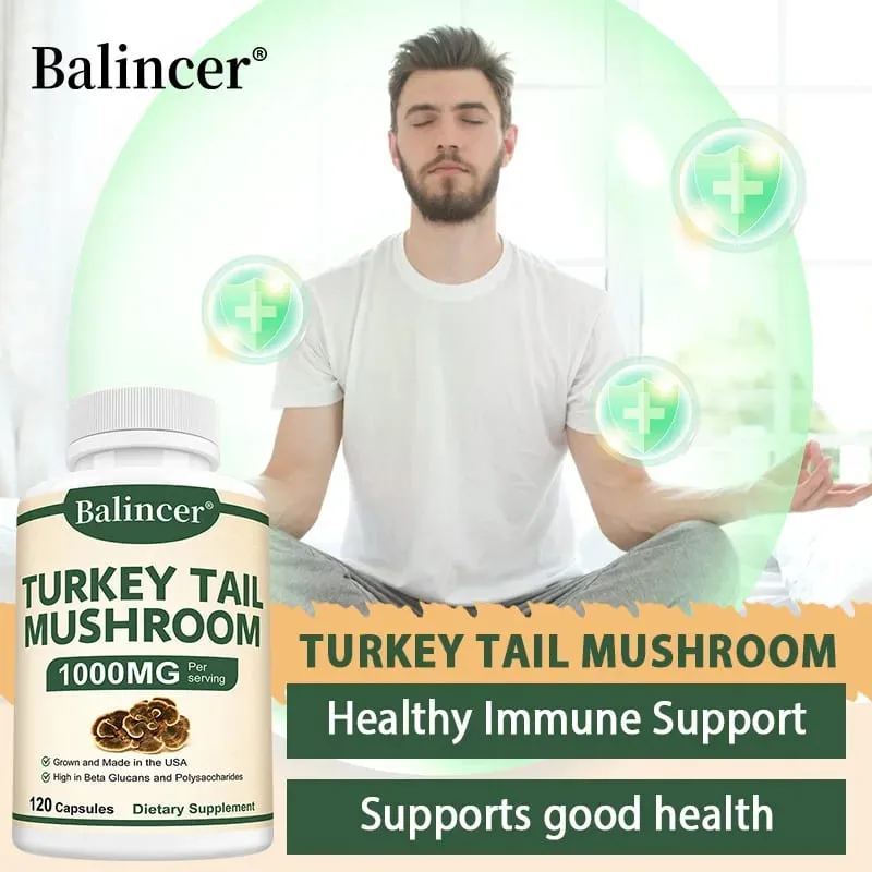 Turkey tail mushroom supplement capsules enhance immunity intestinal immune health metabolism