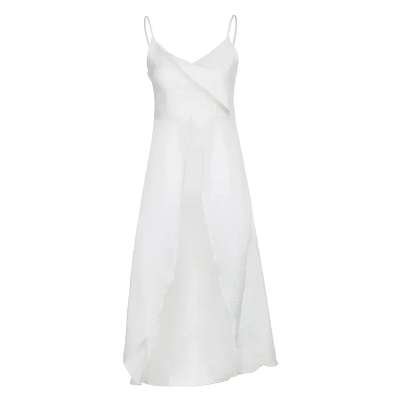 Xingqing y2k Camisole Top Γυναικεία Ρούχα Μονόχρωμα V λαιμόκοψη λουράκι Αμάνικο σχίσιμο μπλουζάκι μπλουζάκι Τάνκ 2000s Streetwear — image 8