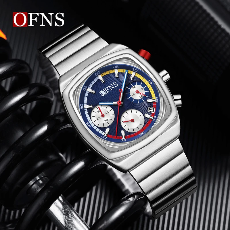 1635 New Fashion Men's Quartz Wristwatch Luminous Calendar Waterproof Steel Strap Casual Sport Watches for Man reloj hombre