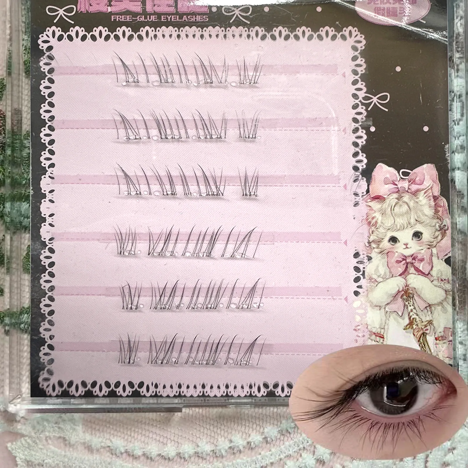 מראה טבעי ריסים מזויפים תחתונים Wispy Cosplay ריסים בודדים אשכול ריסים מלאכותיים קומיים ליופי איפור עיניים מושלם