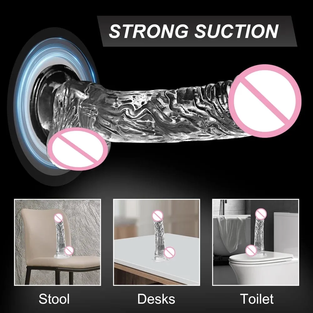 Realistic Soft Dildo for Women Beginner Transparent Penis with Strong Suction Cup Hands-Free Play for Adult Sex Masturbator — image 3