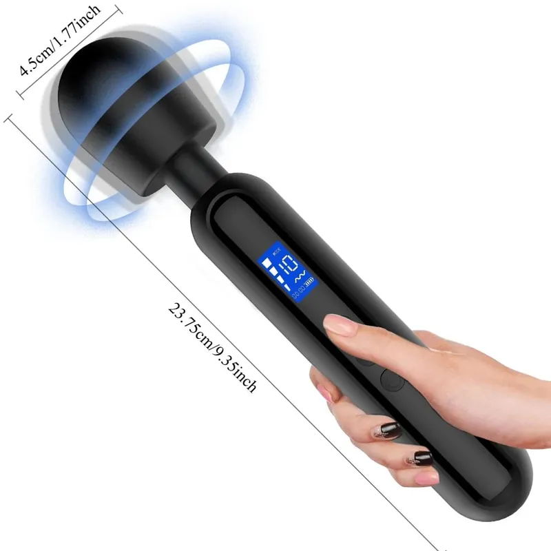 שרביט קסמים עוצמתי AV ויברטור לנשים G Spot Clitoris Stimulator עם תצוגת LED שרירים לעיסוי מכשיר אוננות צעצוע מין למבוגרים