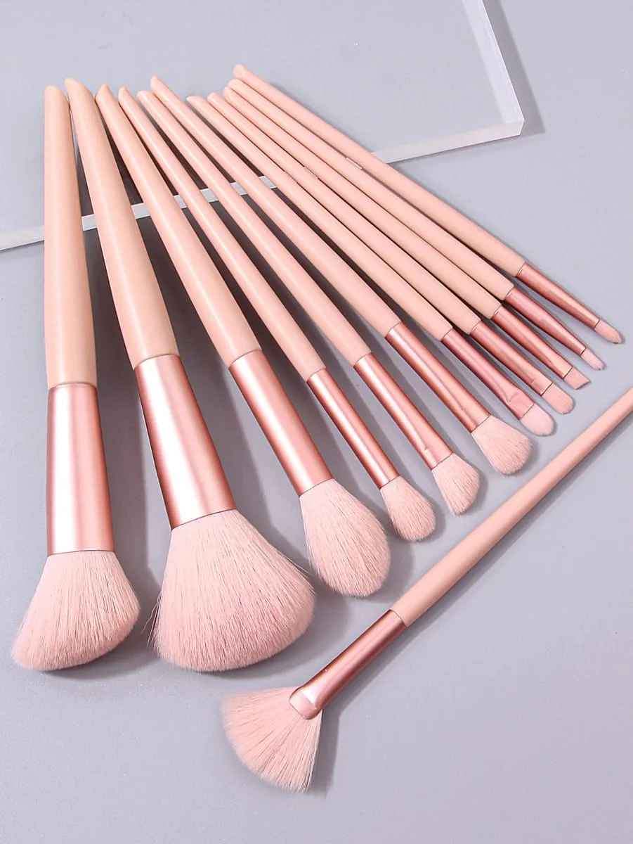 12 Stuks Roze Make-Up Kwasten Set Make Up Concealer Blush Poeder Borstels Oogschaduw Markeerstift Foundation Brush Cosmetische Schoonheid Gereedschap