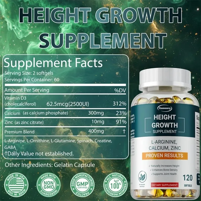 Height Growth Supplements - Bone Strengthening and Growth Promotion for Children Teens and Adults