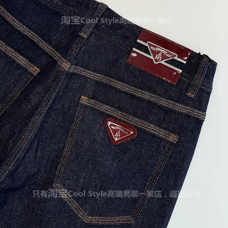 Ελαφρύ πολυτελές trend high-end τζιν ανδρικό slim fit μικρά πόδια ευέλικτο ελαστικό αρχικό χρώμα τζιν μακρύ παντελόνι — image 6
