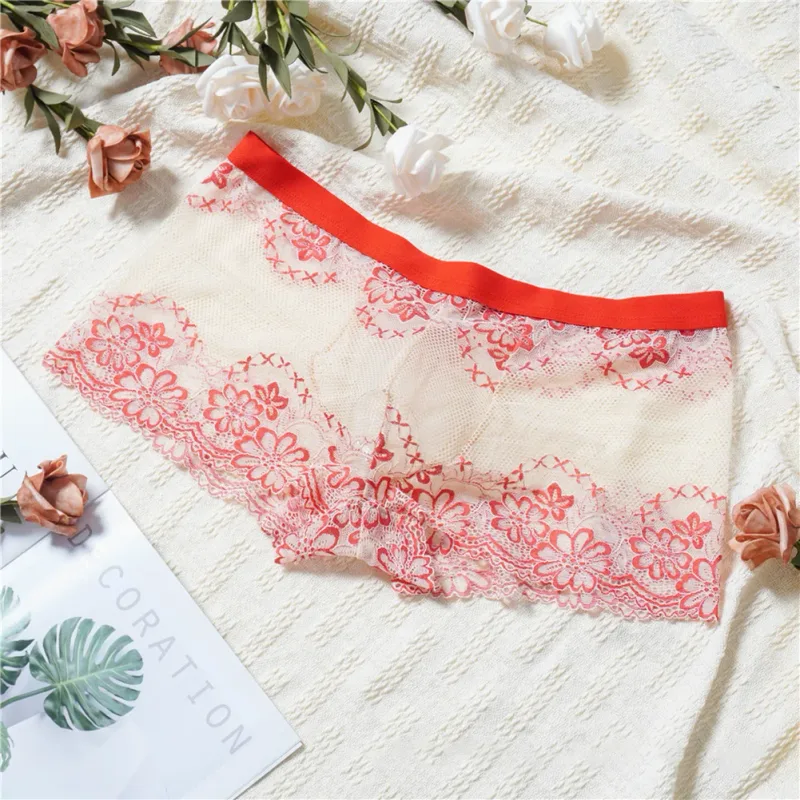 Men Lace Jacquard Mesh Boxer Shorts Underwear Hollow Temptation Exotic Trunks Silk Soft Quick Dry Breathable Sexy Panties — image 27
