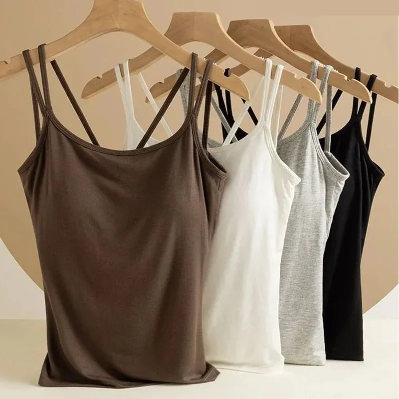 40-100 kg-os Modal Camisole Plus Size felsőrészhez, mellkaspárnával, beépített függővel. Mellény női alsóneműhöz. — image 2
