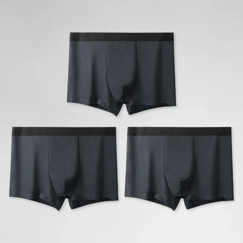 3PCS Pure Cotton Men's Underwear, Men's Boxer Briefs, Youth Pure Color Mid-Waist Boxer Briefs, Breathable Cotton Factory — image 16