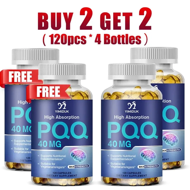 Buy 1 Get 1 Free! PQQ 40mg Supplement for Cognitive Function Booster Enhances Brain Energy Heart Brain & Anti-Aging Vegan
