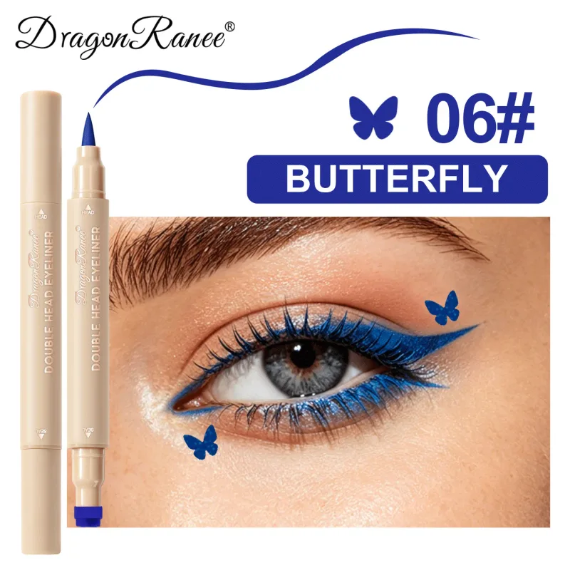 Colorful Liquid Stamp Eyeliner Red Star Heart Butterfly 2 in 1 Eye Liner Pencil Purple Pink Waterproof Eye Template Makeup Tool — image 16