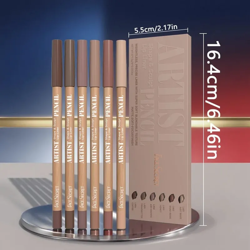 6 יח'\סט סט איפור שפתיים עירום טבעי ועמיד למים עמיד למים שפתיים קומבו תוחם שפתיים מתאים לאיפור יומיומי — image 4