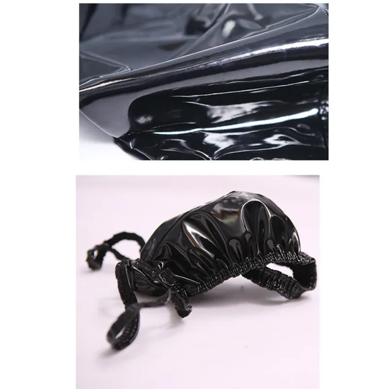 Latex Leather Thongs For Men Black Mens G-string Glossy Finish PU Polyester Spandex 15 PU 72 Polyester 13 Spandex