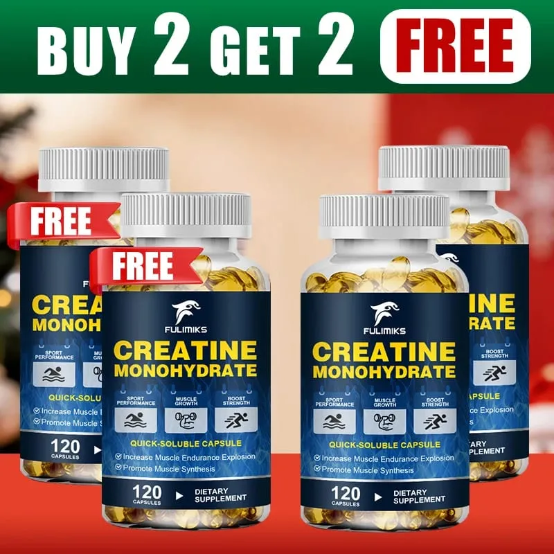 Buy 2 Get 2 Free! Premium Creatine Monohydrate Capsules Support Muscle Growth Strength Gains & Exercise Performance Men