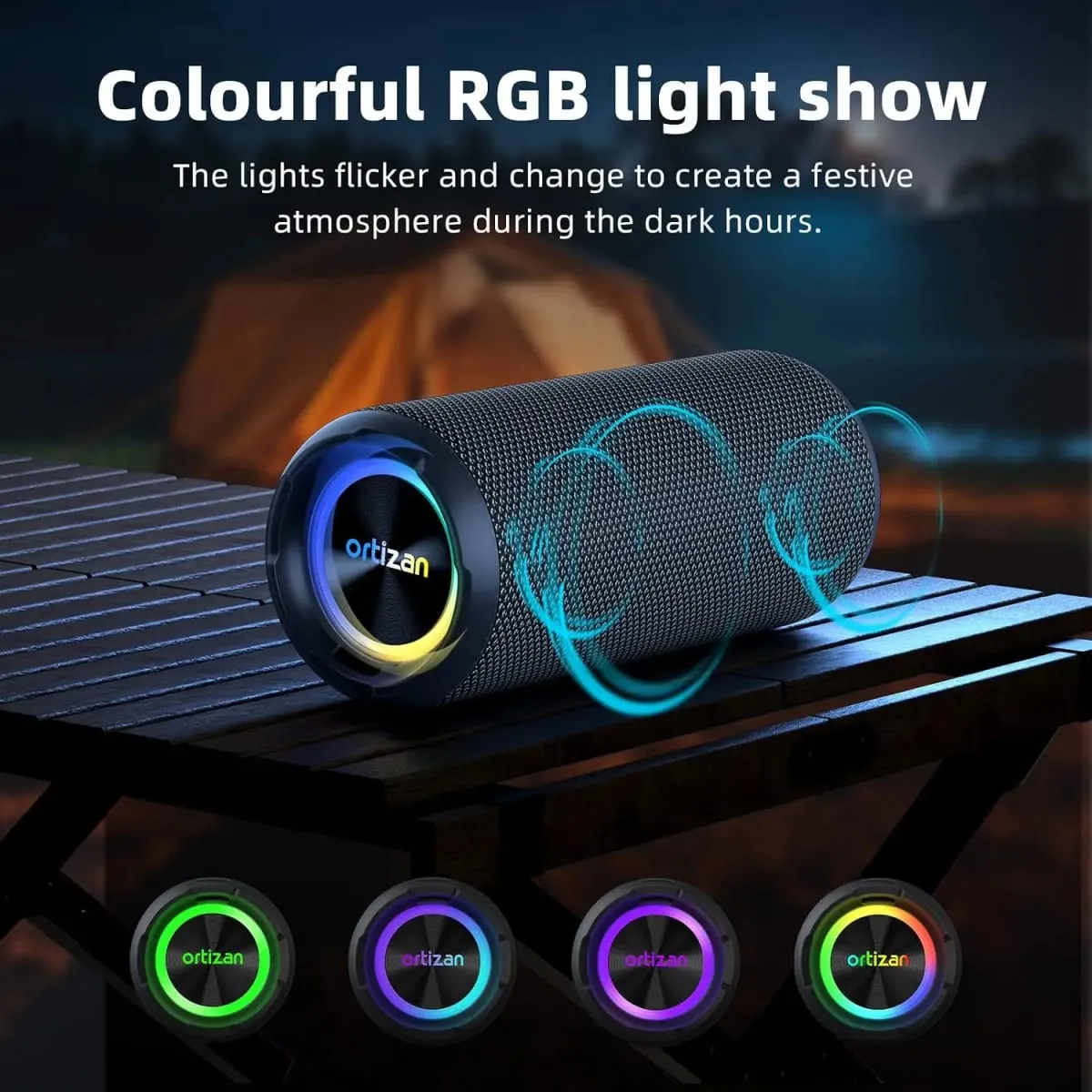 Ortizan Bluetooth Speaker 40W TWS רמקול נייד עם סטריאו סאונד בס Bluetooth 5.3 Wireless USB Type C חיצוני 6600mAh סוללה