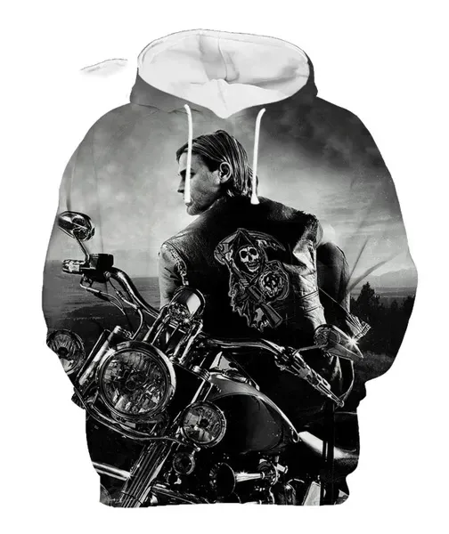 Ανδρικό Street Style 3D Φούτερ Sons of Anarchy Φούτερ Φούτερ φθινοπώρου/χειμώνα Unisex Loose casual αθλητικές φόρμες εξωτερικού χώρου Y2k πουλόβερ — image 7