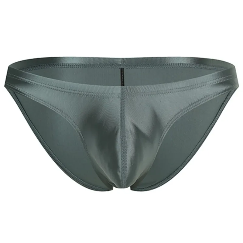 Mens Oil Shiny Glossy Silk Briefs Underwear Pouch Underpants Breathable Panties Low Rise Male Underpant Bikini — image 2