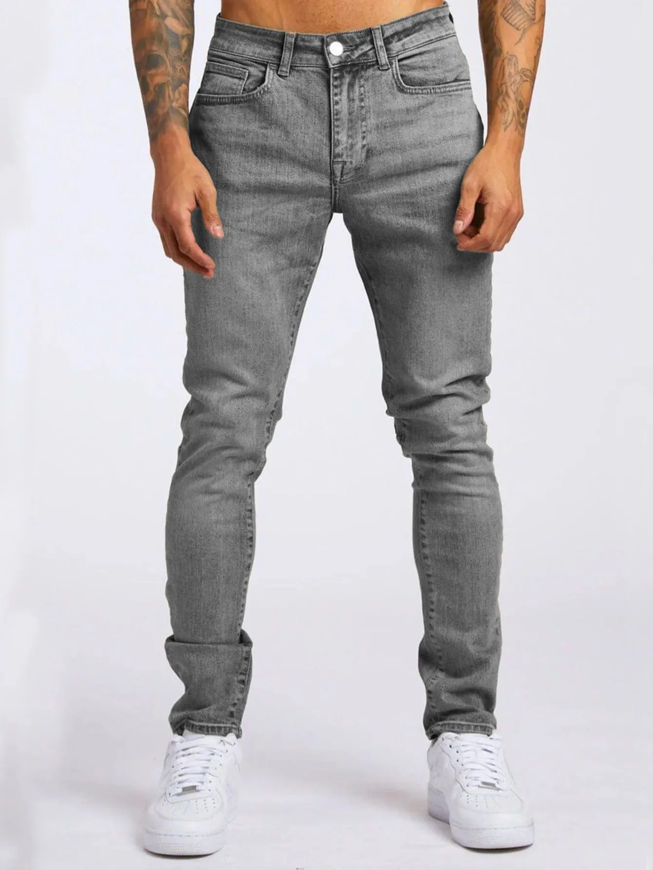 Ανδρικό τζιν ελαστικό Skinny μονόχρωμο Stretch Pencil Παντελόνι Slim Fit Τζιν Τζιν Τζόγκινγκ Streetwear Cowboy Casual Παντελόνι Blck